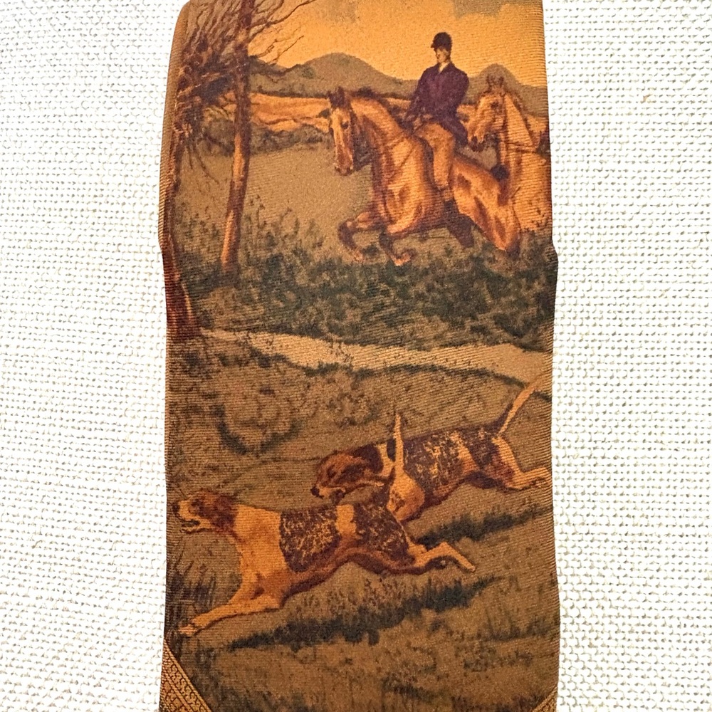 Ralph Lauren Vintage Fox Hunt Scene Silk Tie Made in USA - Picture 5 of 7